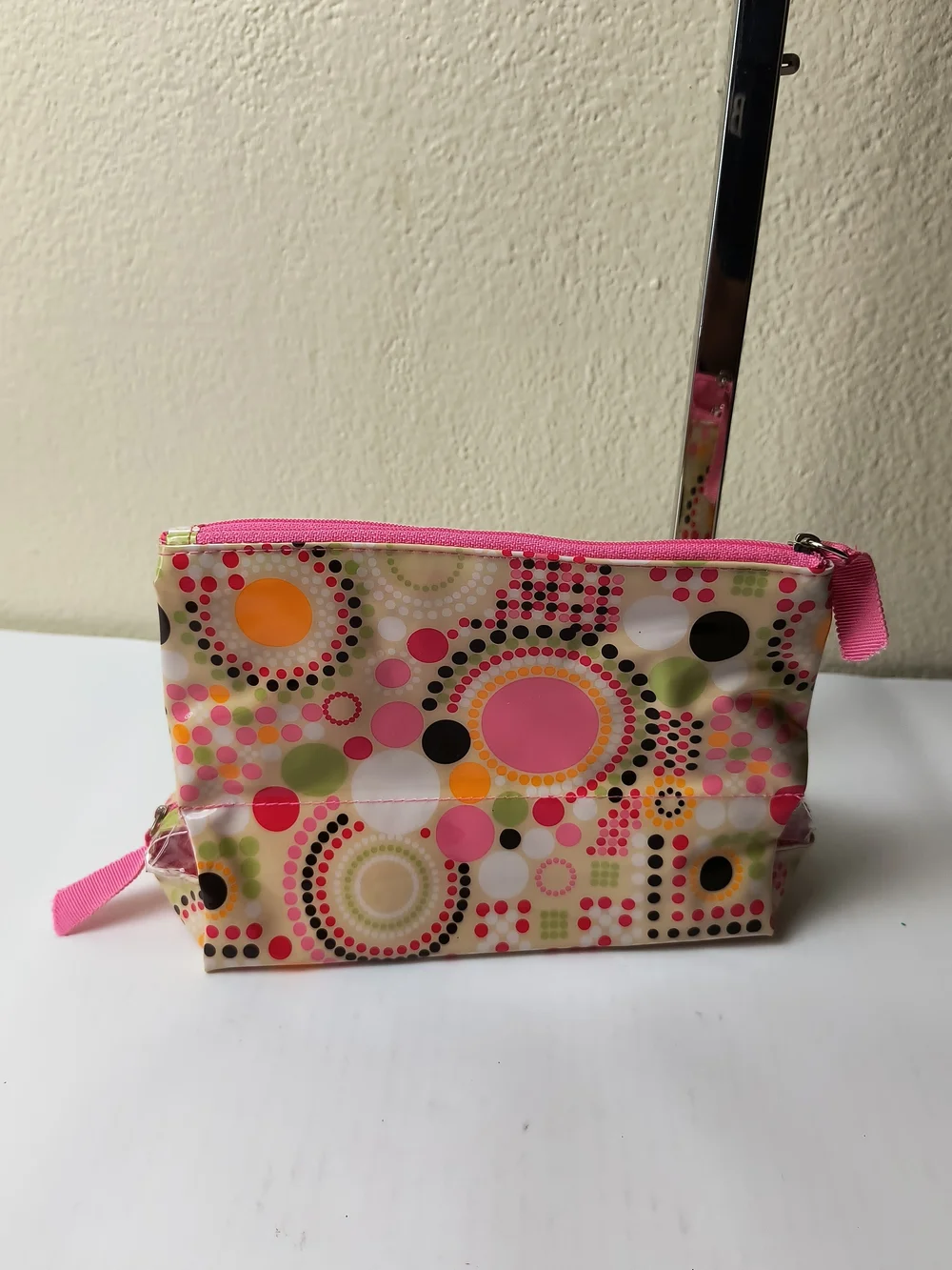 Bright Pink Multi-Dot Cosmetic Pouch with Zip